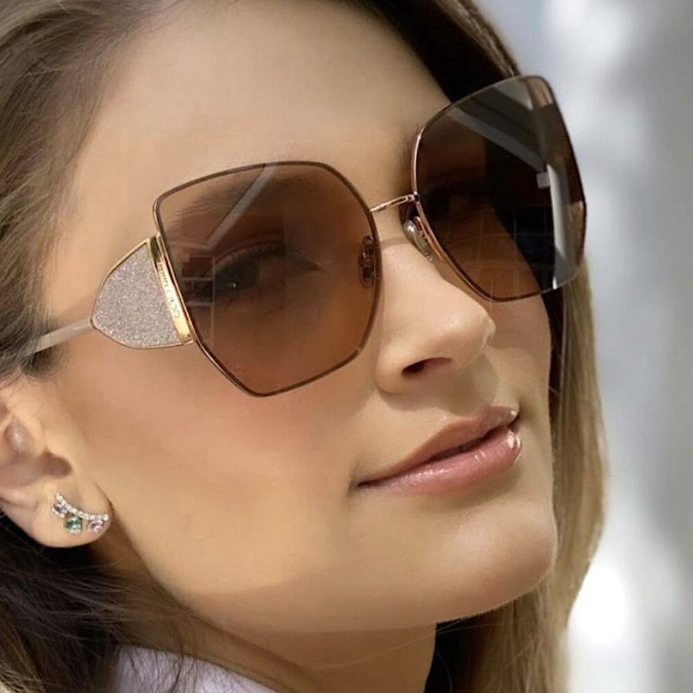 Jimmy Choo Women Gold Mud Brown Butterfly BRAND NEW SUnglasses RIVER/S 0763 - Picture 4 of 11